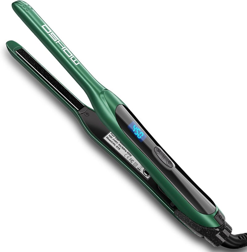 DSHOW Pencil Flat Iron, 3/10" Small Flat Irons for Short Hair, Pixie Cut and Bangs,Tourmaline Ceramic Mini Hair Straightener for Edges with Adjustable Temperature, Auto Shut Off (Green) - Image 1